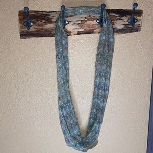 Knit Infinity Scarf in Green and Blue